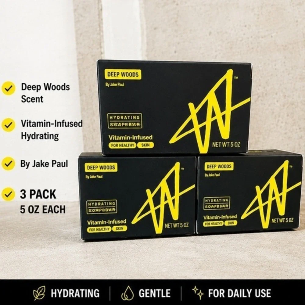 W Hydrating Soap Bar Deep Woods by Jake Paul Mens 3 Pack 5oz Vitamin Infused